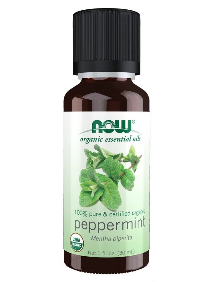 now Essential Oils, Organic Peppermint Oil, Invigorating Aromatherapy Scent, Steam Distilled, 100% Pure, Vegan, Child Resistant Cap, 1-Ounce  - Image 1