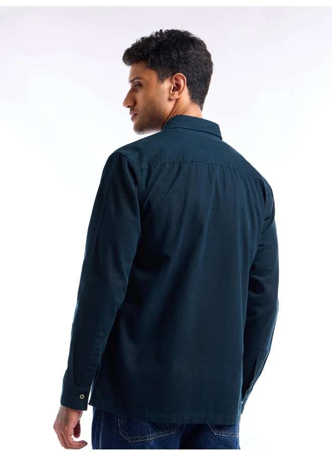Beyoung Dark Blue Utility Pockets Shirt for Men