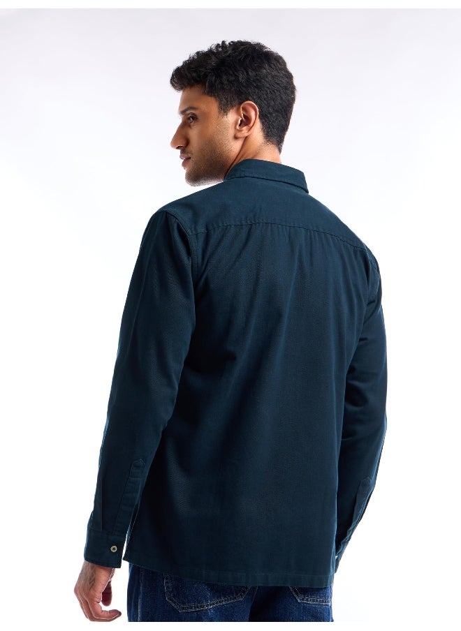 Beyoung Dark Blue Utility Pockets Shirt for Men  - Image 3