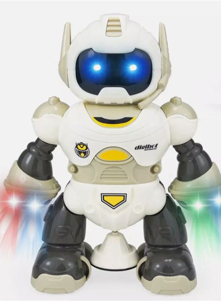 DANIM Intelligent Electric Kids Robot Toy, Dancing Walking Musical Rotating Robot Baby Companion Robot with Light Projection Flashing & Singing & Moving Around Function for Boys and Girls - Yellow - Image 2