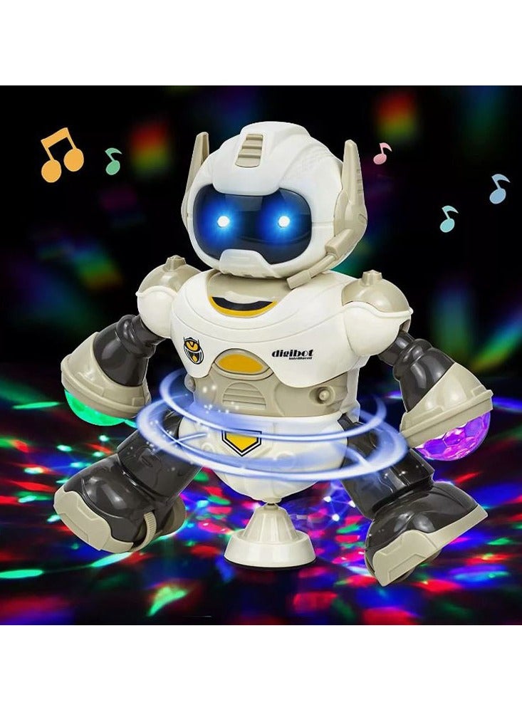 DANIM Intelligent Electric Kids Robot Toy, Dancing Walking Musical Rotating Robot Baby Companion Robot with Light Projection Flashing & Singing & Moving Around Function for Boys and Girls - Yellow - Image 3