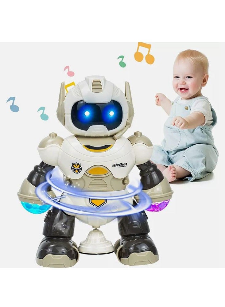 DANIM Intelligent Electric Kids Robot Toy, Dancing Walking Musical Rotating Robot Baby Companion Robot with Light Projection Flashing & Singing & Moving Around Function for Boys and Girls - Yellow - Image 4