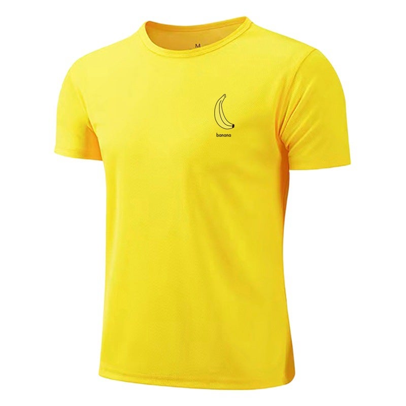 Banana personalized printed Men''s Fitness sports short sleeve summer quick-drying mesh bottoming shirt slim elastic - Image 2