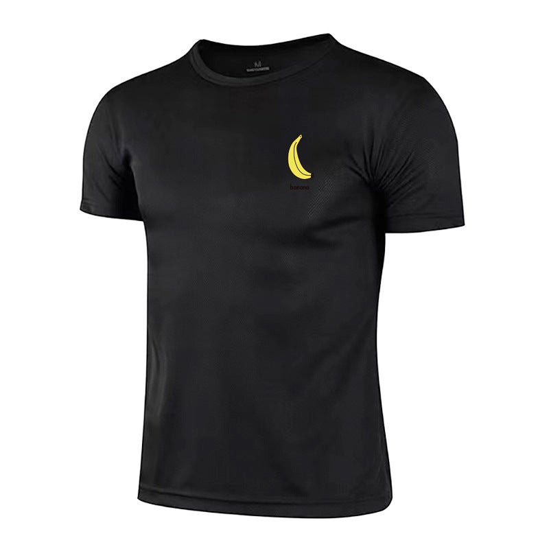 Banana personalized printed Men''s Fitness sports short sleeve summer quick-drying mesh bottoming shirt slim elastic - Image 5
