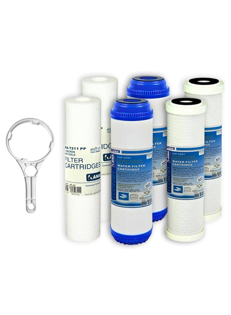 فلتر مياه كانا ذو 3 مراحل، فلتر مياه منزلي بالكامل، ترشيح مياه على 3 مراحل، مجموعات من مجموعات التصفية المسبقة البديلة ذات السعة العالية لسلسلة نظام تصفية المياه بالتناضح العكسي من سلسلة Essence، المرحلة 1 و2 و3 (2) - Image 1