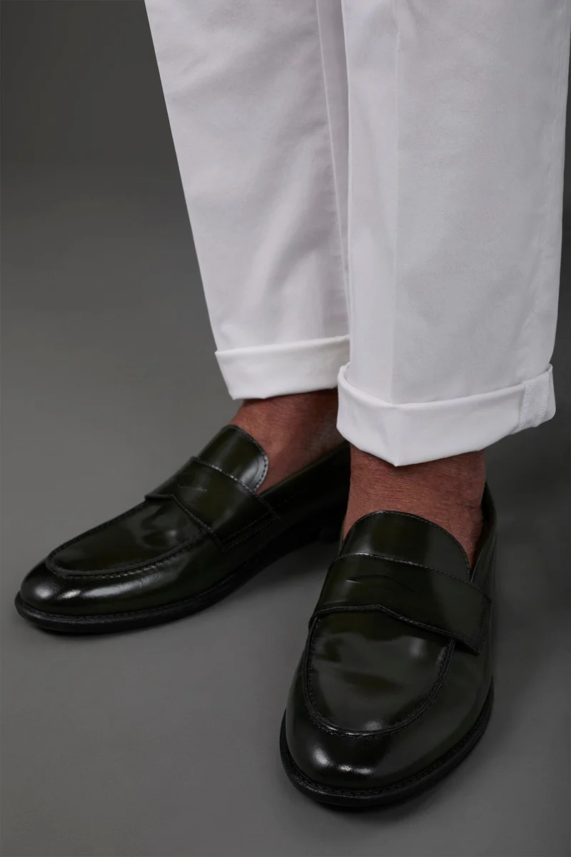 Doppelganger Classic loafers in 100% abrasive leather - DK Green