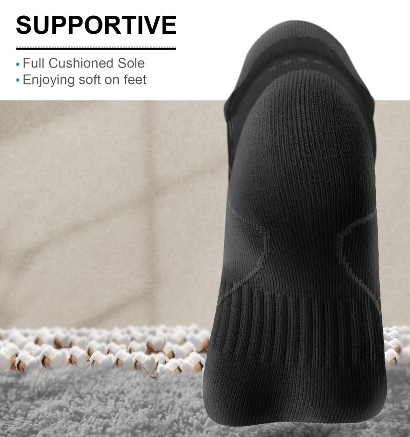 KEMISANT Mens Running Socks 6 Pairs-Athletic Compression Ankle Socks Cushioned for Men Walking-Arch Compression Support(6Pairs,Shoes Size:Men 10-12) - Image 4