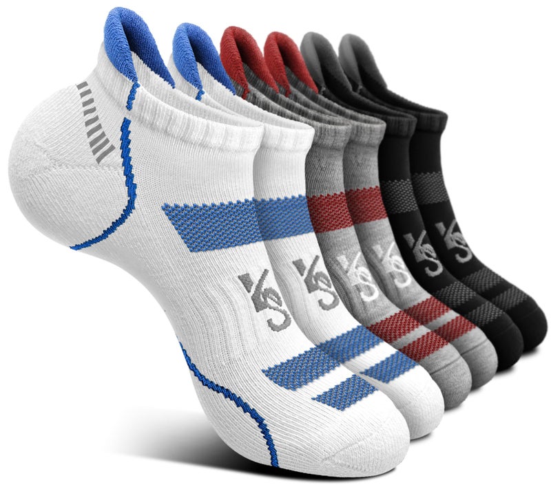 KEMISANT Mens Running Socks 6 Pairs-Athletic Compression Ankle Socks Cushioned for Men Walking-Arch Compression Support(6Pairs,Shoes Size:Men 10-12) - Image 1