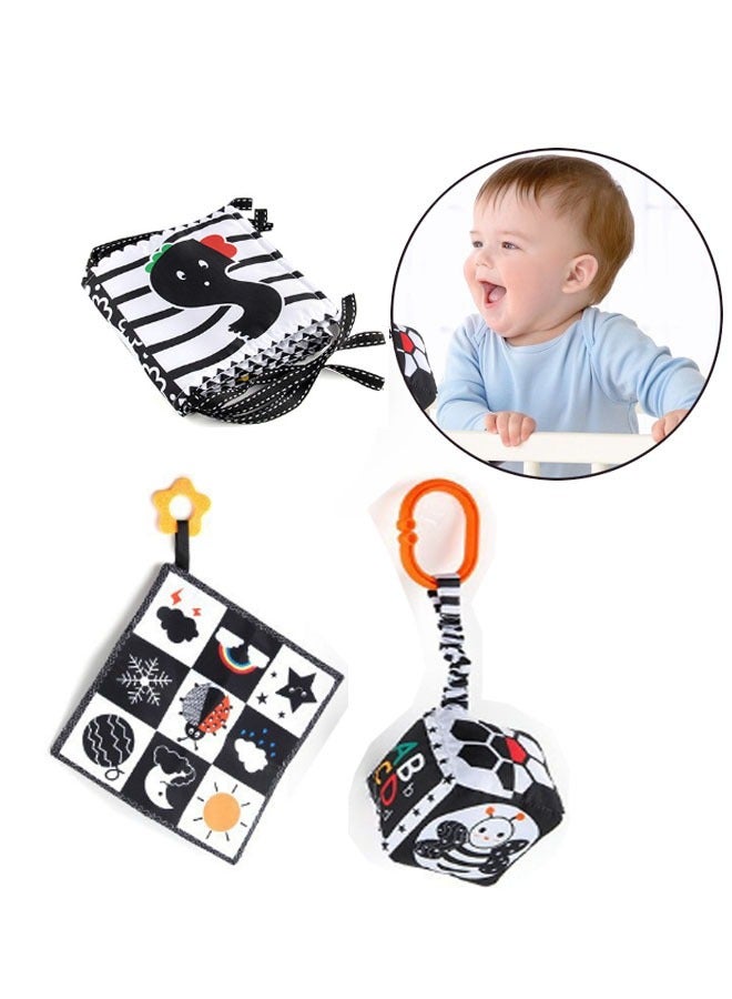 Baby Toys Cloth Newborn Book That Makes A Sound when Pressed Environmentally Friendly and Durable Black White  - Image 1