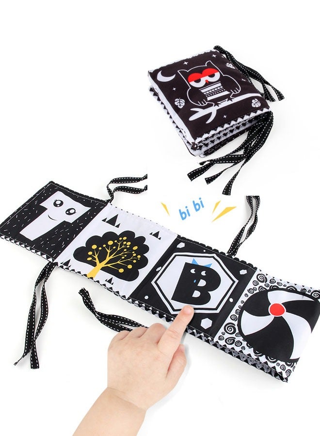 Baby Toys Cloth Newborn Book That Makes A Sound when Pressed Environmentally Friendly and Durable Black White  - Image 4