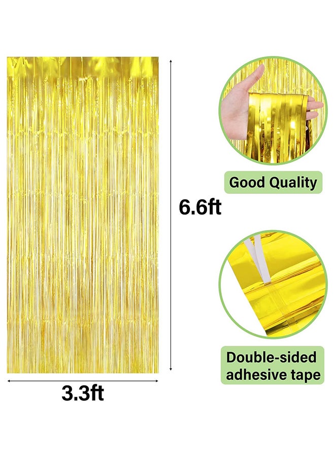 Goldedge Metallic Tinsel Foil Fringes Curtains Party Photo Backdrop for Birthday Decorations 2-Piece Set, 100 x 200 cm Size, Gold  - Image 3