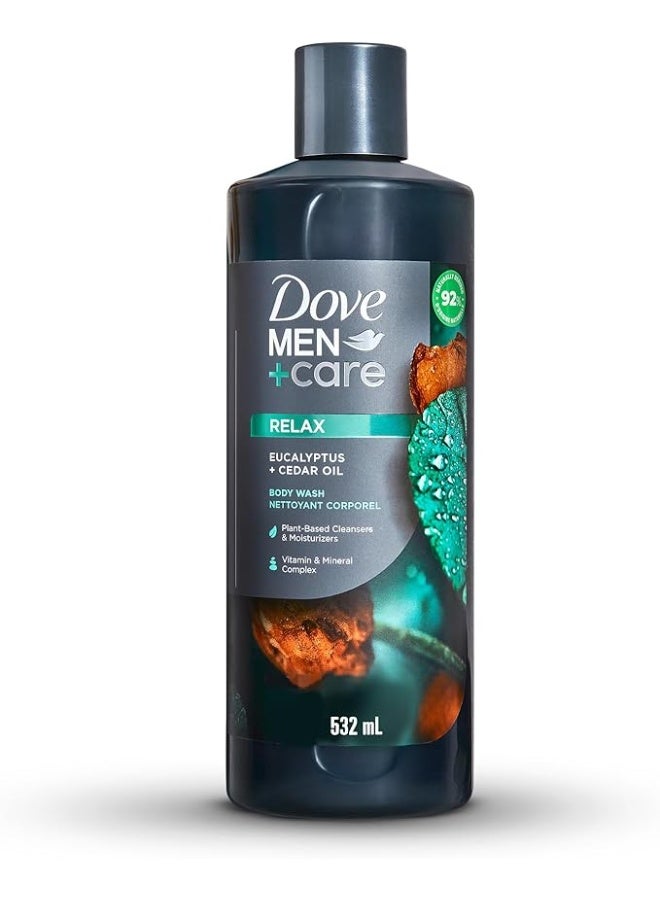Dove MEN+CARE Body Wash, Relax, Eucalyptus and Cedar Oil, Contains Vitamin & Mineral Complex, 532ml - Image 1