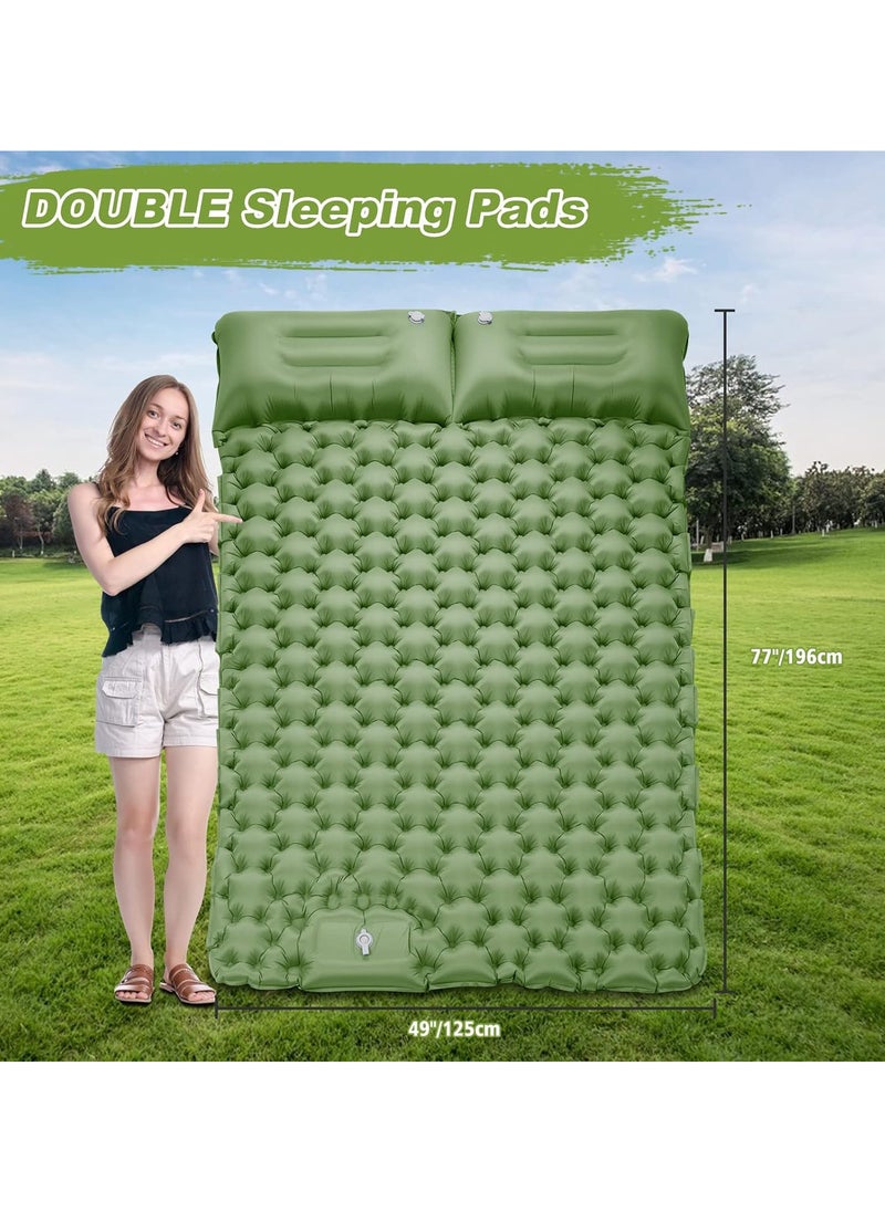 Generic - Double Sleeping Pad for Camping,196×125×10 Large Self Inflating Camping Sleeping Pad with Pillow Built-in Pump Portable 2 Person Camping Mat for Backpacking, Hiking, Tent Air Mattress（Green） - Image 1