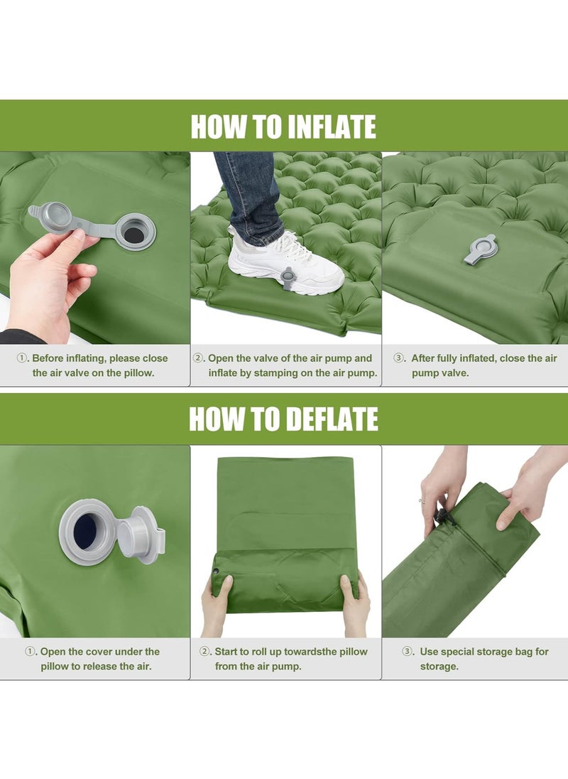 Generic - Double Sleeping Pad for Camping,196×125×10 Large Self Inflating Camping Sleeping Pad with Pillow Built-in Pump Portable 2 Person Camping Mat for Backpacking, Hiking, Tent Air Mattress（Green） - Image 1