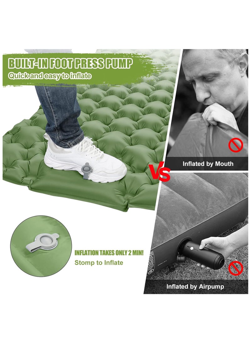 Generic - Double Sleeping Pad for Camping,196×125×10 Large Self Inflating Camping Sleeping Pad with Pillow Built-in Pump Portable 2 Person Camping Mat for Backpacking, Hiking, Tent Air Mattress（Green） - Image 1