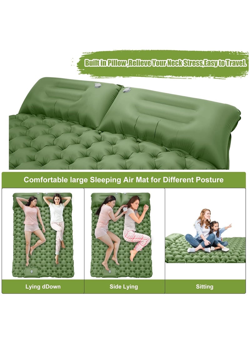 Generic - Double Sleeping Pad for Camping,196×125×10 Large Self Inflating Camping Sleeping Pad with Pillow Built-in Pump Portable 2 Person Camping Mat for Backpacking, Hiking, Tent Air Mattress（Green） - Image 1