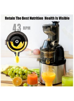 NNEWVANTE Stainless Steel Juicer Machines, Cold Press Juicer Machines With 3.2" Large Feed Chute, Slow Masticating Juice Extractor For Fruit And Vegetable, High Juice Yield Easy To Clean  - Image 4