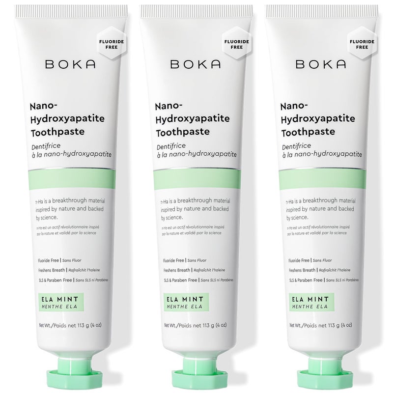 Boka Fluoride Free Toothpaste, Nano Hydroxyapatite Toothpaste, Appropriate for Sensitive Teeth - for Adult Oral Care - Ela Mint Flavor, 4 Fl Oz 3Pk US Manufactured - Image 1