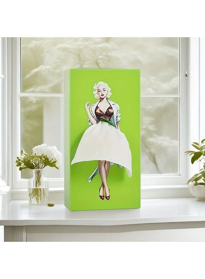 حامل مناشف ورقية أخضر مع تصميم تنورة من راتينج ABS، يشمل 20 ربطة شعر أكريليك - Image 1