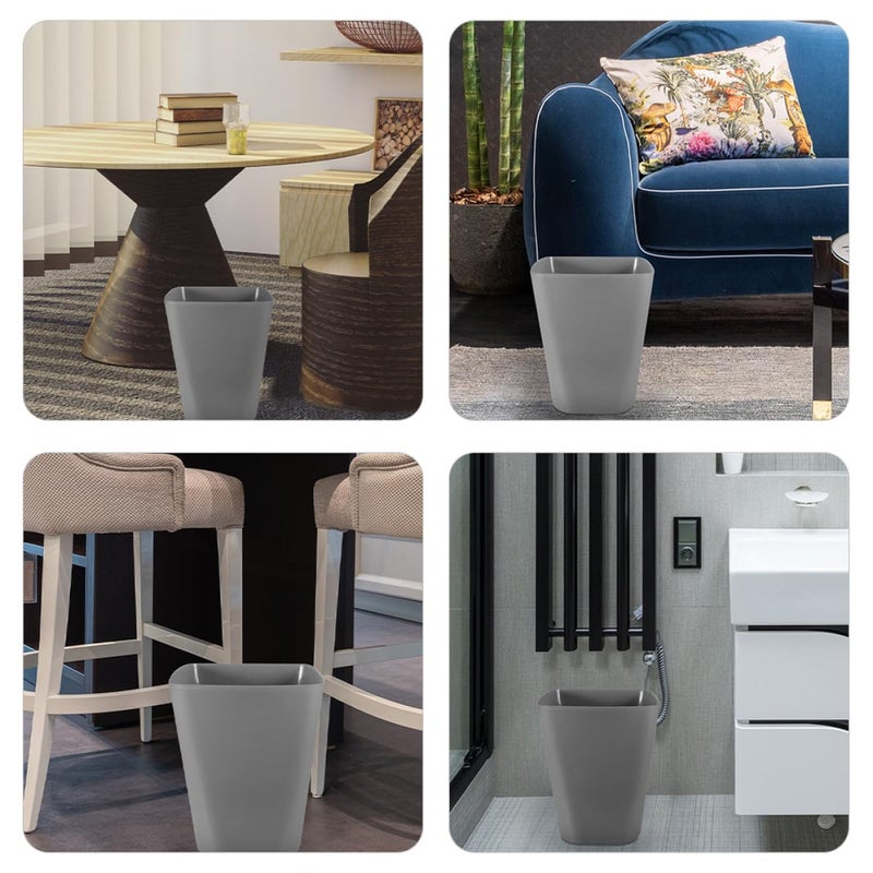 2pcs Small Gray Square Trash Can, Bedroom and Bathroom Wastebasket, Lightweight Household Garbage Bin for Office, Living Room, and Restaurant Use - Image 3