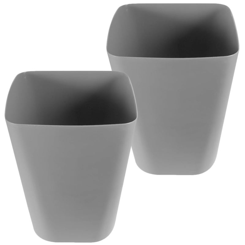 2pcs Small Gray Square Trash Can, Bedroom and Bathroom Wastebasket, Lightweight Household Garbage Bin for Office, Living Room, and Restaurant Use - Image 1
