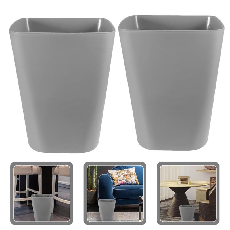 2pcs Small Gray Square Trash Can, Bedroom and Bathroom Wastebasket, Lightweight Household Garbage Bin for Office, Living Room, and Restaurant Use - Image 5