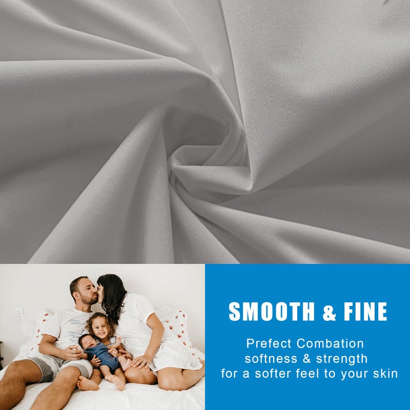 Parkdeny 2 Pack Mattress Protector Full Size 100% Waterproof Fitted Mattress Cover  Breathable Noiseless & Machine Washable Bed Cover Deep Pocket from 5"" to 21""  Bed Protector for Pets Kids Adults Dark Grey  - Image 2
