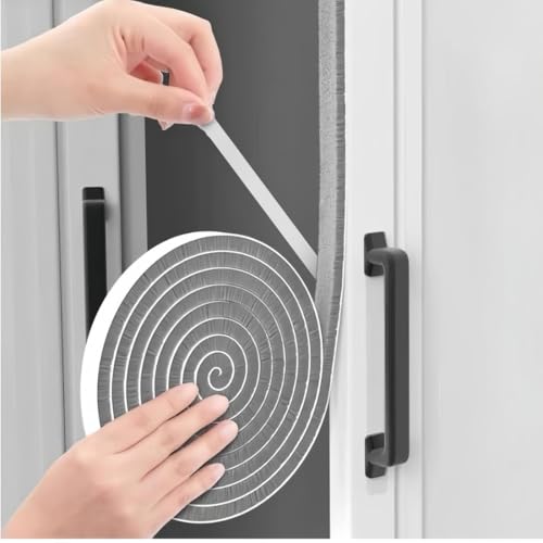 TAZLYN Door Sealing Strips for Gap 10 Meter Weather Stripping Door Gap Filler Window Seal Strip Self Adhesive Weather Strip Sound proofing for Gap Door Frame Seal Brush Strip (10 Meter & 9 MM) Grey - Image 1