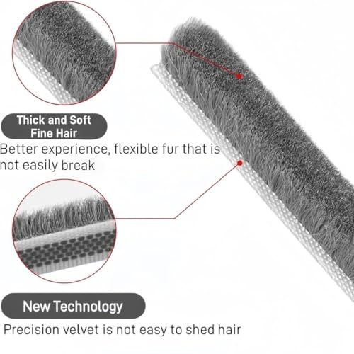 TAZLYN Door Sealing Strips for Gap 10 Meter Weather Stripping Door Gap Filler Window Seal Strip Self Adhesive Weather Strip Sound proofing for Gap Door Frame Seal Brush Strip (10 Meter & 9 MM) Grey - Image 3