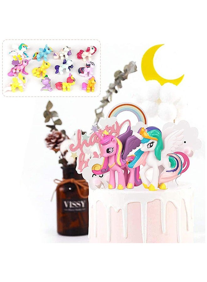 RollsTimi  Cake Topper Unicorn Toy Figures Set Action Figures Toy Party Cake Decoration Supplies Cupcake Figures for Children, Pack of 12 - Image 2