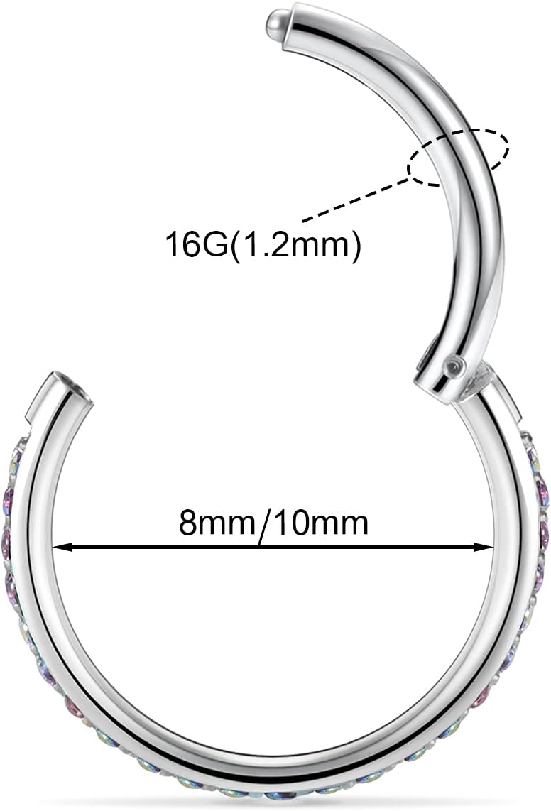 FUNLMO Store 20G 18G 16G 12G Nose Ring Hoop Conch Rook Daith Helix Tragus Piercing Jewelry 316L Surgical Steel Cartilage Earring Conch Hoop Earring Septum Jewelry Belly Lip Ring 5mm to 14mm - Image 3