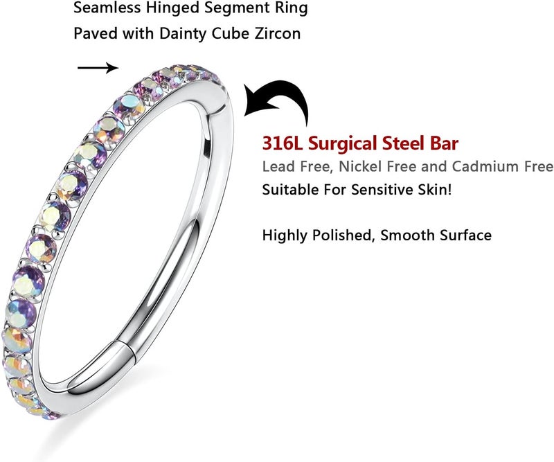 FUNLMO Store 20G 18G 16G 12G Nose Ring Hoop Conch Rook Daith Helix Tragus Piercing Jewelry 316L Surgical Steel Cartilage Earring Conch Hoop Earring Septum Jewelry Belly Lip Ring 5mm to 14mm - Image 2