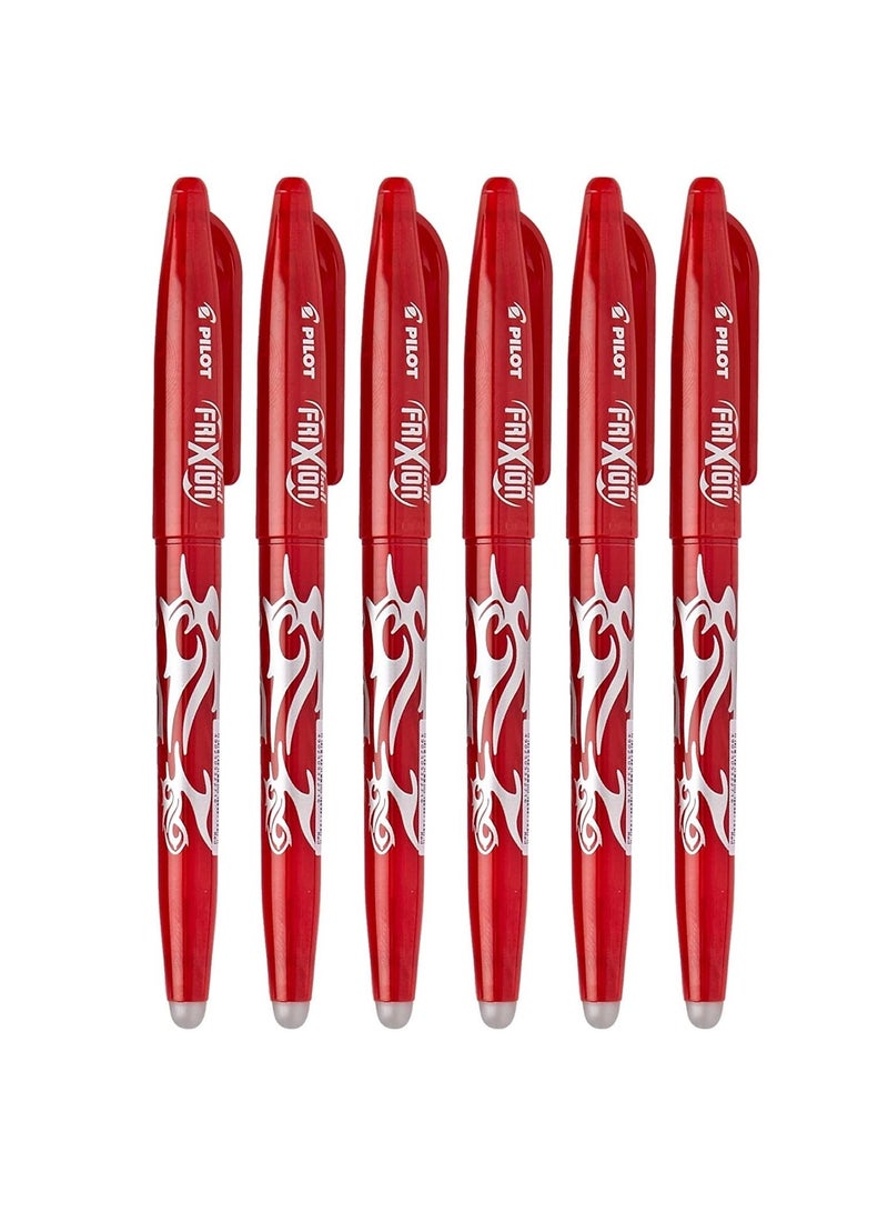 PILOT 6-Piece Frixion Erasable Ball Pen 0.7mm Tip Red Ink  - Image 1