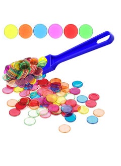 Generic Transparent Counters, Chips Kit with 1 Magnetic Tool,  Magnetic Refrigerator Sticker, Counters for Kids Math, Counting, Sorting, Light Panels, 6 Colors Plastic Markers for Family School Learning Game  - Image 1