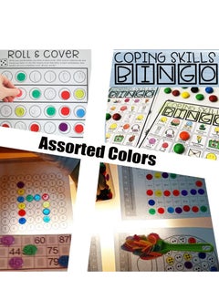 Generic Transparent Counters, Chips Kit with 1 Magnetic Tool,  Magnetic Refrigerator Sticker, Counters for Kids Math, Counting, Sorting, Light Panels, 6 Colors Plastic Markers for Family School Learning Game  - Image 5
