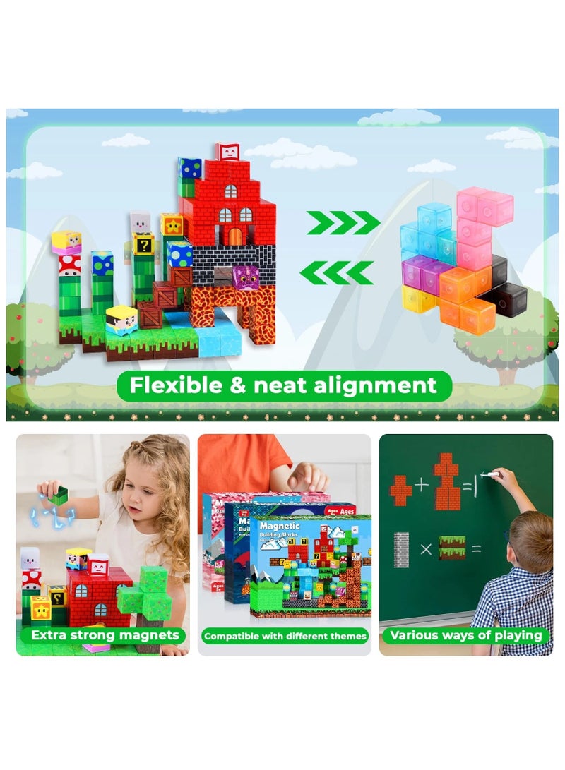 Magnetic Blocks-150PCS Fun Castle Magnetic Building Blocks Magnetic Cubes Stacking, Build Magnetic Blocks Set, STEM Sensory Toys for Kids Boys Girls Ages 3 4 5 6 7 8 9 10， Perfect Gifts for Kids  - Image 4