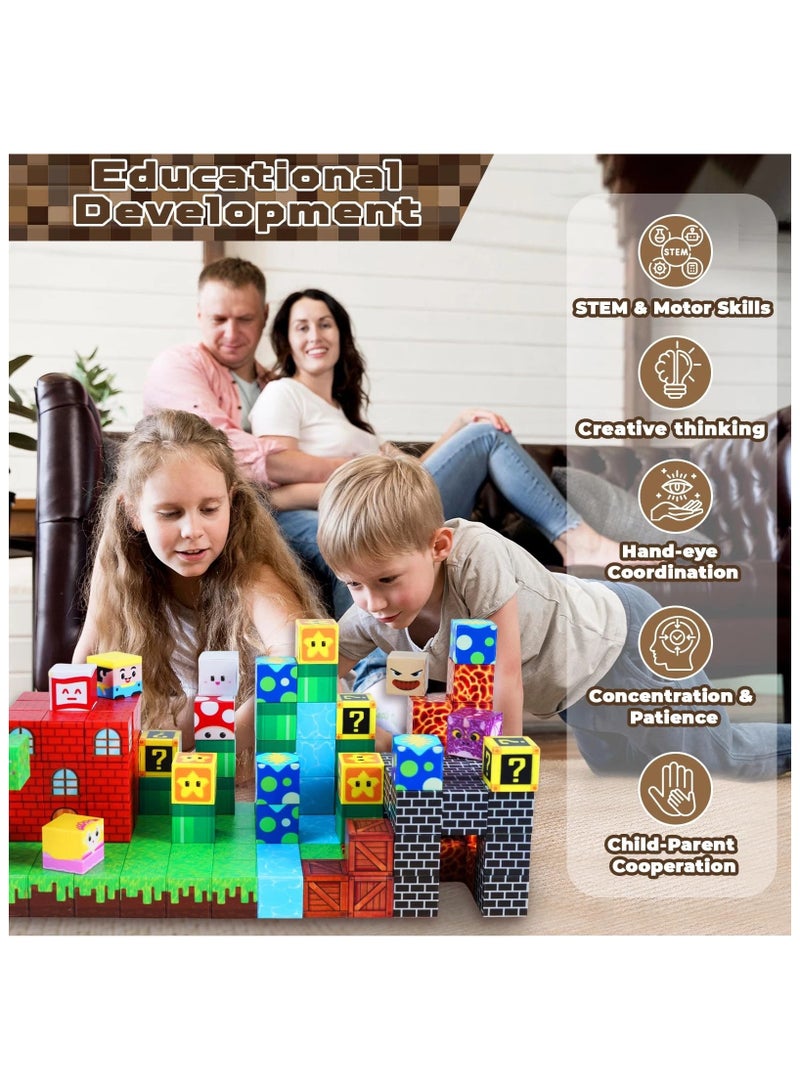 Magnetic Blocks-150PCS Fun Castle Magnetic Building Blocks Magnetic Cubes Stacking, Build Magnetic Blocks Set, STEM Sensory Toys for Kids Boys Girls Ages 3 4 5 6 7 8 9 10， Perfect Gifts for Kids