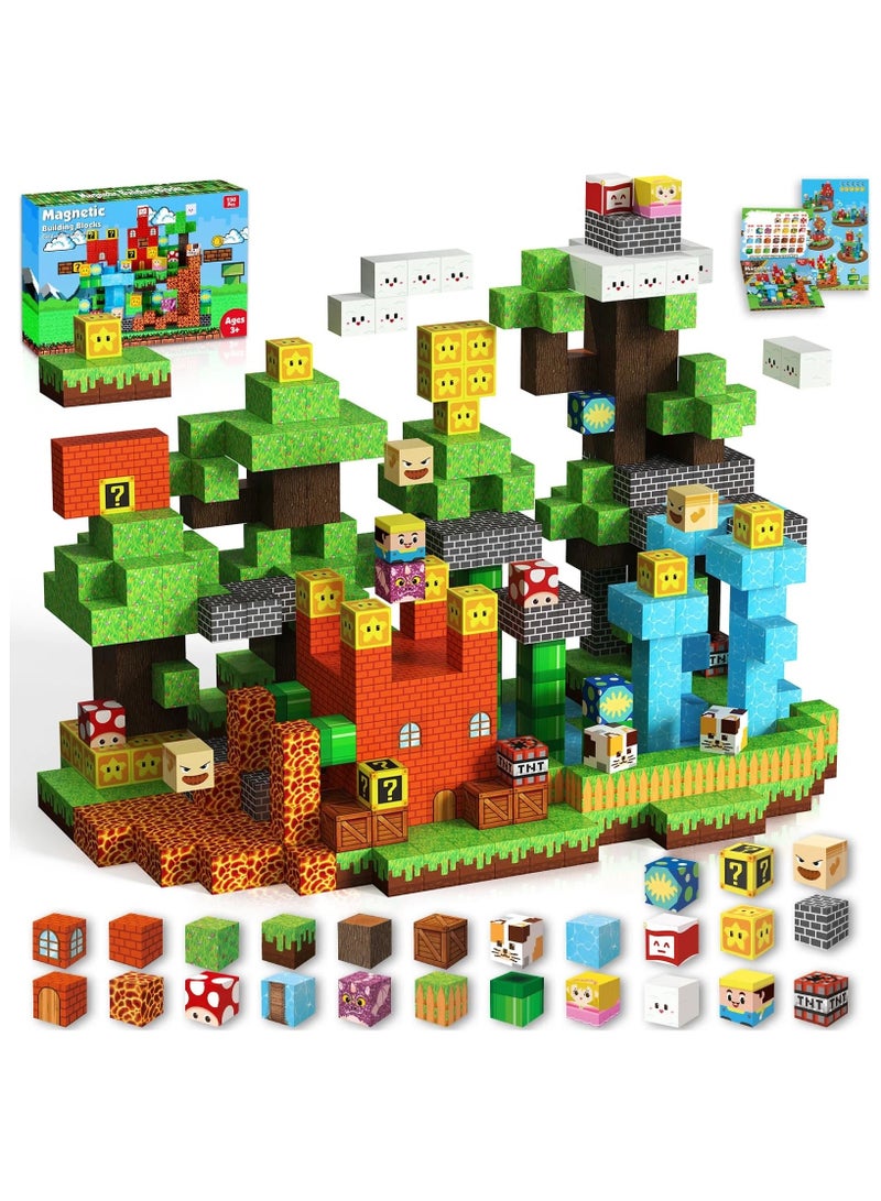 Magnetic Blocks-150PCS Fun Castle Magnetic Building Blocks Magnetic Cubes Stacking, Build Magnetic Blocks Set, STEM Sensory Toys for Kids Boys Girls Ages 3 4 5 6 7 8 9 10， Perfect Gifts for Kids