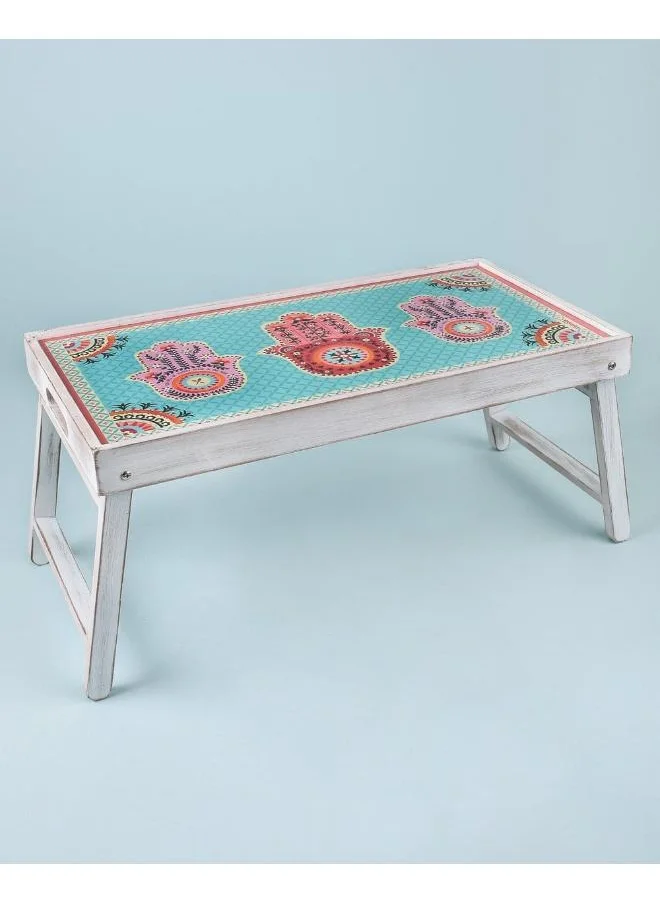 Chumbak Peaceful Palms Foldable Breakfast Table - Ivory