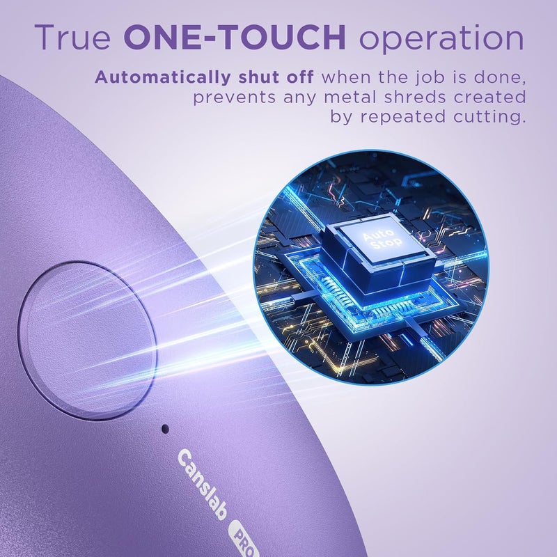 Canslab Ultrablade PRO Auto Stop Can Opener - Rechargeable Electric Can Opener for Kitchen for Seniors with Arthritis - One Touch Side Cut Opener, Smooth Edge, Lilac - Image 4