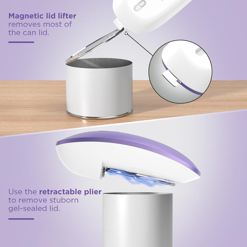 Canslab Ultrablade PRO Auto Stop Can Opener - Rechargeable Electric Can Opener for Kitchen for Seniors with Arthritis - One Touch Side Cut Opener, Smooth Edge, Lilac - Image 5