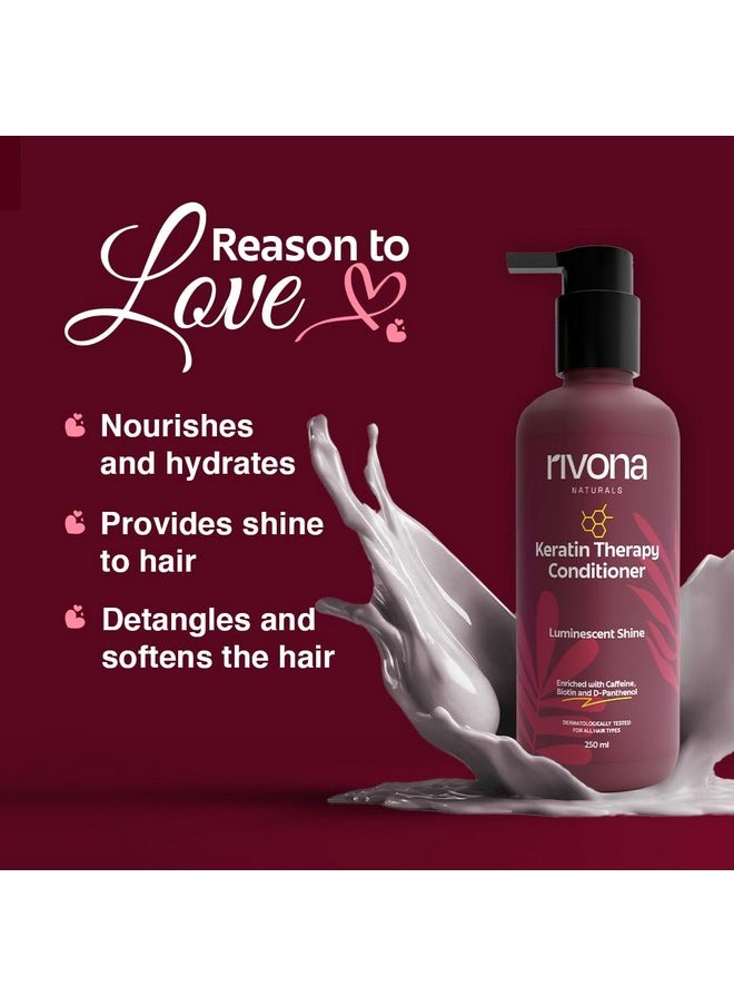 RIVONA NATURALS - Keratin Therapy Conditioner |Nourishes & Controls Frizz With Hydrolyzed Keratin Protein & Olive Oil Peg-7 Esters | Men & Women |All Hair Types| 250 Ml - Image 1