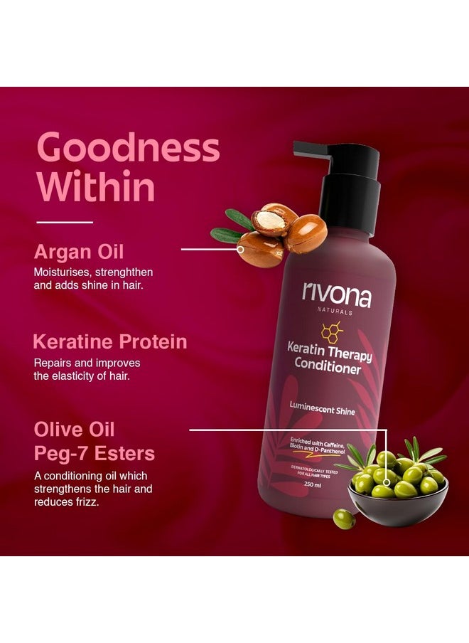 RIVONA NATURALS - Keratin Therapy Conditioner |Nourishes & Controls Frizz With Hydrolyzed Keratin Protein & Olive Oil Peg-7 Esters | Men & Women |All Hair Types| 250 Ml - Image 1