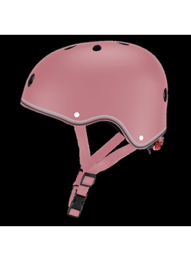 GLOBBER Kids Helmet with LED Lights XS/S (48-53cm) – Adjustable Protective Helmet – Deep Pastel Pink - Image 1