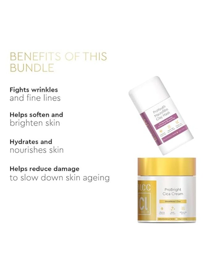 VLCC Clinic Skin Perfect Combo for Wrinkles and Glowing Skin | Pro Youth Macrofilm Clay Mask - 50g with Pomegranate & Rhassoul Clay + Pro Bright Cica Cream - 100g with Cica and Glutathione - Image 2