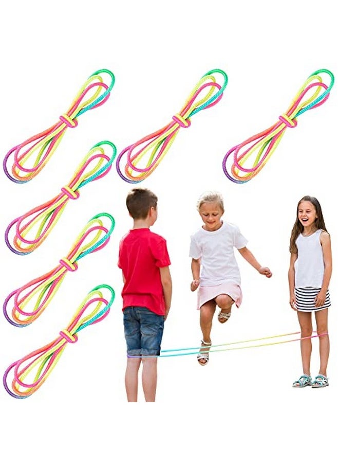 ArtCreativity Chinese Jump Ropes Set Of 6 Elastic Playground Skipping Ropes For Kids Outdoor Toys For Girls And Boys In Rainbow Colors Great As Goodie Bag Stuffers And Birthday Party Favors  - Image 1