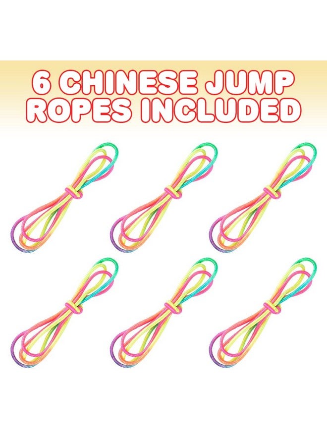 ArtCreativity Chinese Jump Ropes Set Of 6 Elastic Playground Skipping Ropes For Kids Outdoor Toys For Girls And Boys In Rainbow Colors Great As Goodie Bag Stuffers And Birthday Party Favors  - Image 3