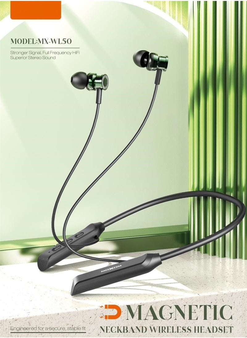 MOXOM Wireless Bluetooth 5.0 in Ear Neckband Earphones with Mic MX-WL50  - Image 1