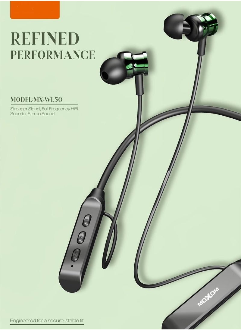 MOXOM Wireless Bluetooth 5.0 in Ear Neckband Earphones with Mic MX-WL50  - Image 4