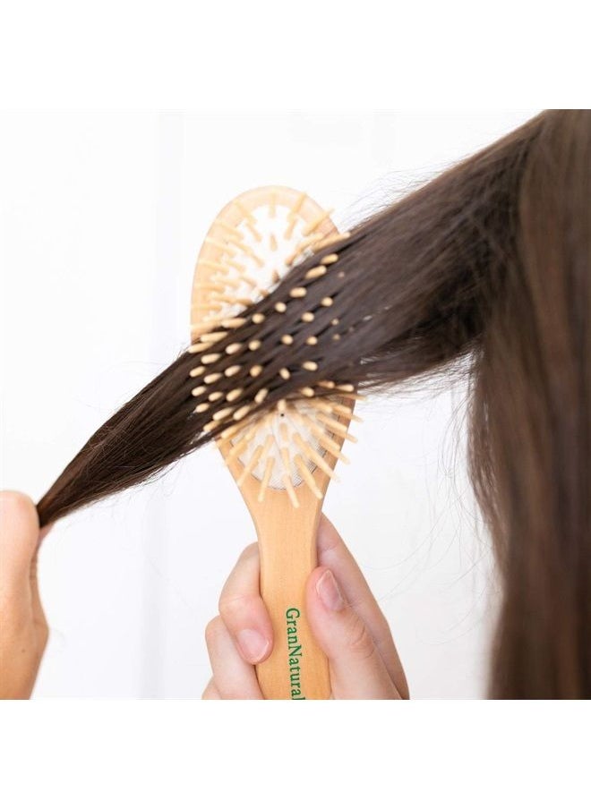 GranNaturals - Wooden Brush with Wooden Bristles -Oval Wood Curly Hair Brush for Detangling and Styling for Womens Hair - Image 1